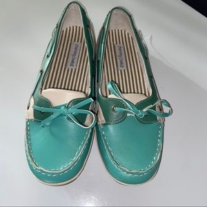 Charming Charlie Green Boat Shoes Loafers flats